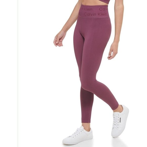 Calvin Klein Performance Textured Knit 7/8 Active Leggings Garnet ( XS ) - Picture 1 of 4